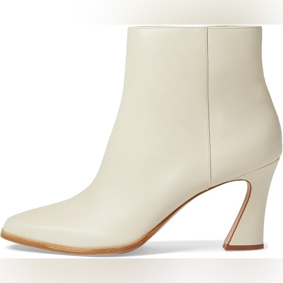 Bernardo - Bowery Leather Eggshell Square Toe Side Zipper Heeled Bootie Size 8 - Picture 2 of 16